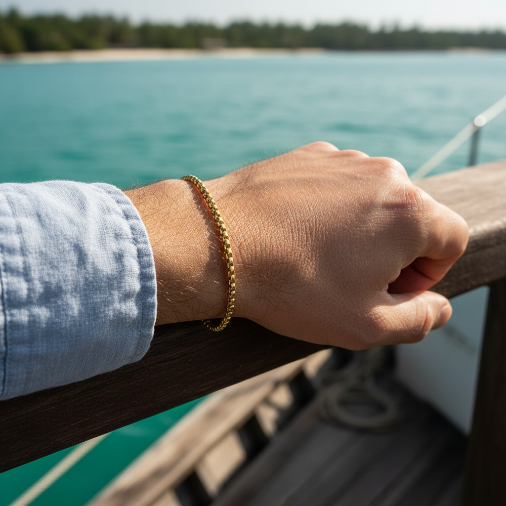 Złota męska bransoletka