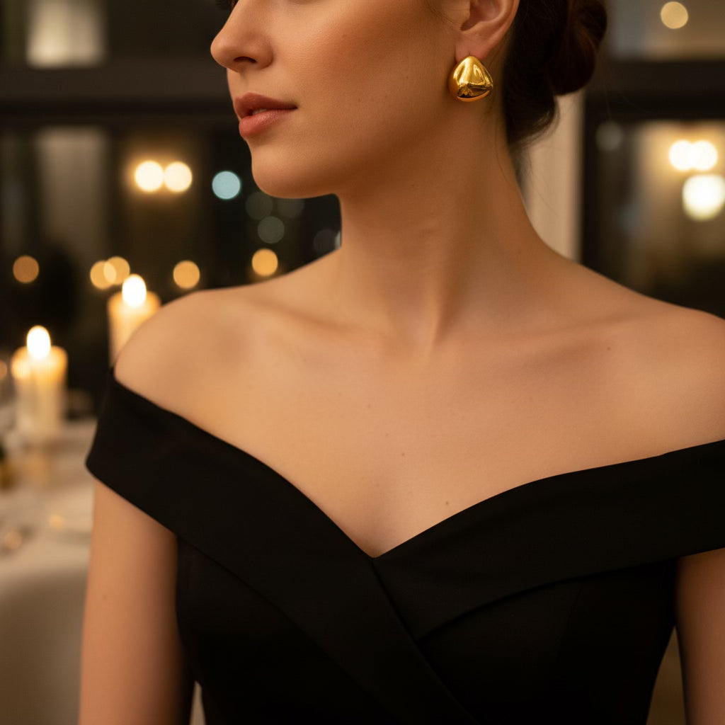 Golden Drop: złote owalne wyraziste kolczyki