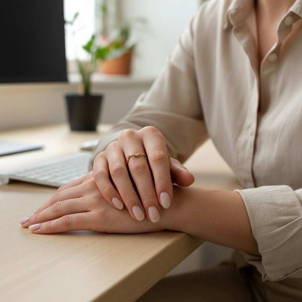 A Wavy Bold: regulowany pofalowany złoty pierścionek - Pearlippines Biżuteria