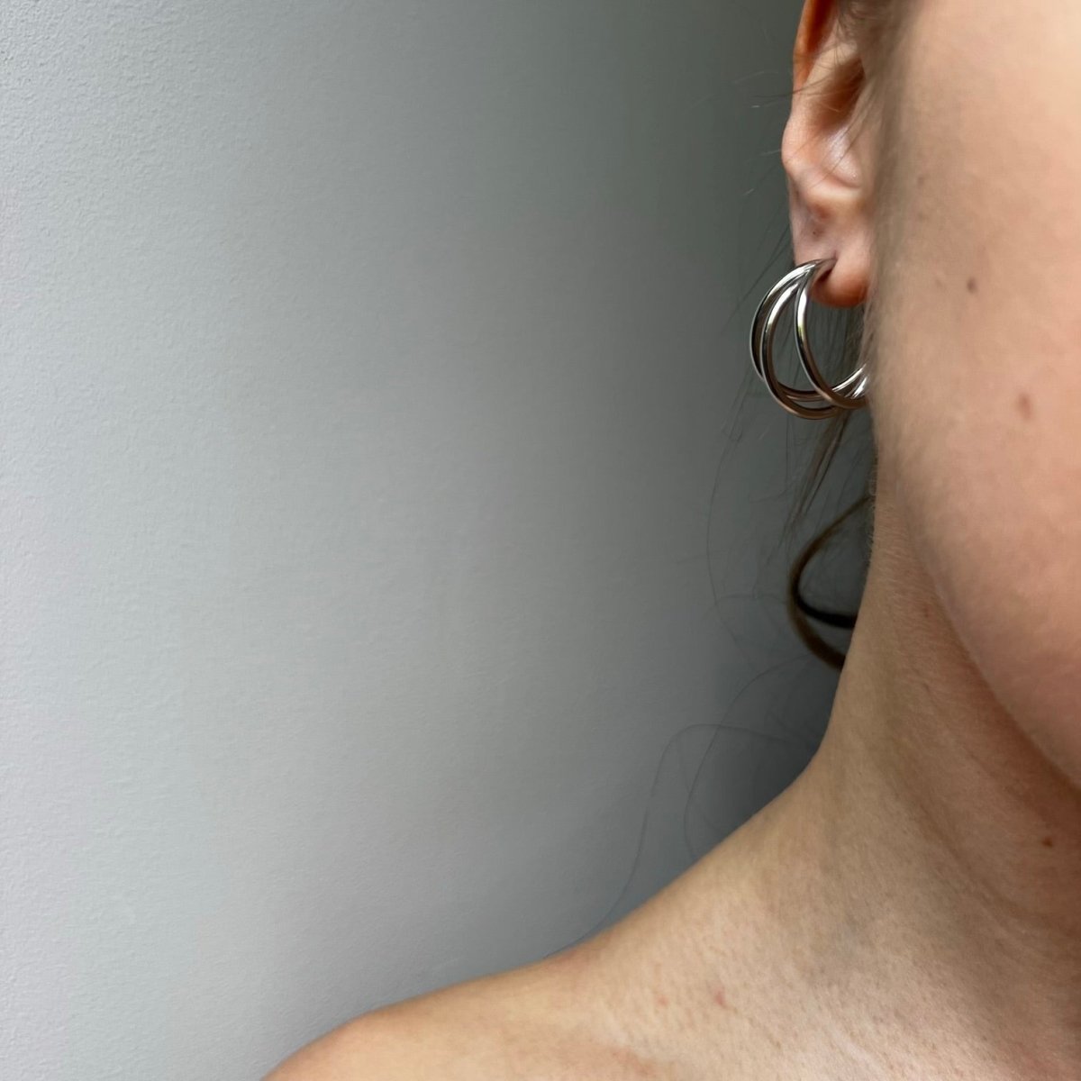 Andaya: srebrne kolczyki duże potrójne koła - Pearlippines Biżuteria