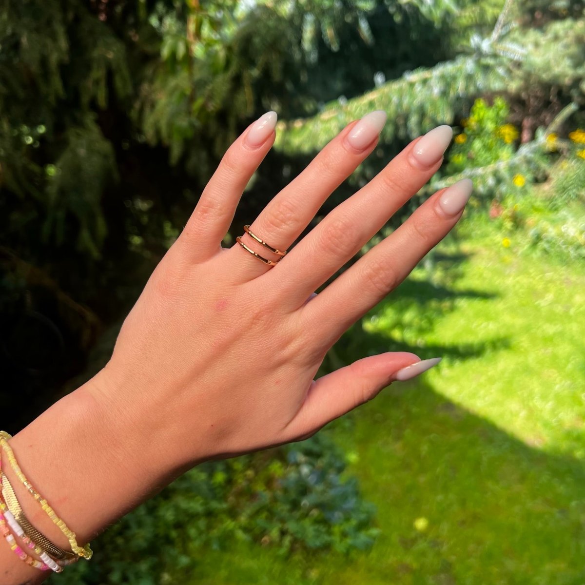 Bamboo Duo: regulowany pierścionek z motywem bambusa - Pearlippines Biżuteria
