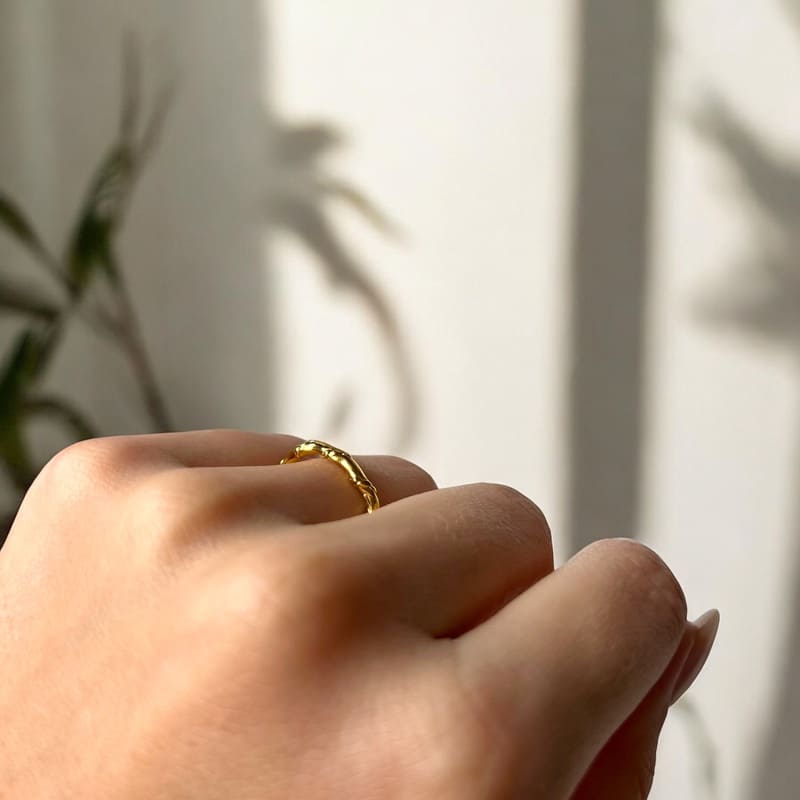 Bamboo: regulowany pierścionek z motywem bambusa - Pearlippines Biżuteria
