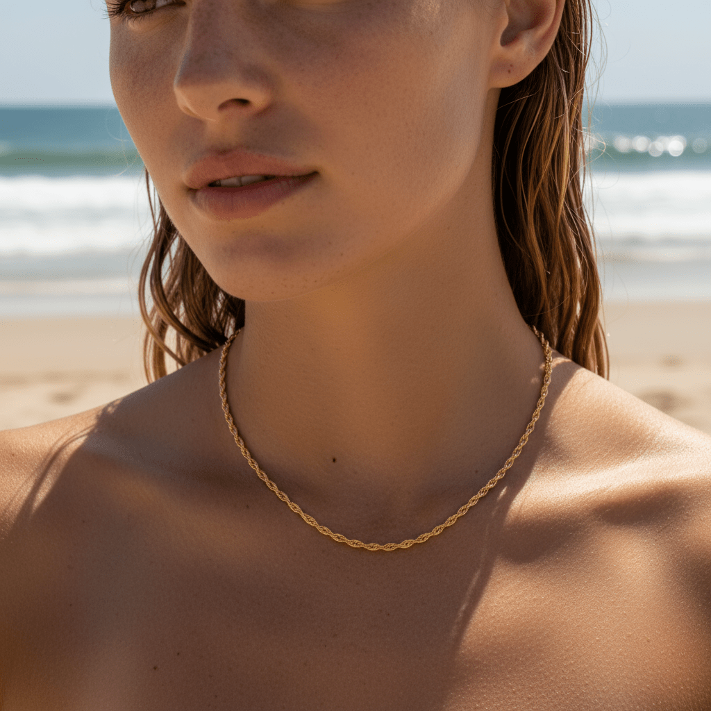 Bohol: złoty naszyjnik o marynarskim splocie - Pearlippines Biżuteria