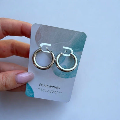 Bold Hoops: stalowe srebrne kolczyki koła - Pearlippines Biżuteria