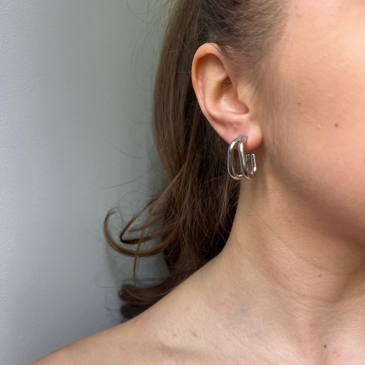 Cove Drop: srebrne kolczyki podwójne owale - Pearlippines Biżuteria