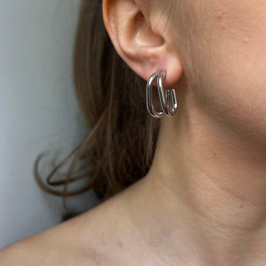 Cove Drop: srebrne kolczyki podwójne owale - Pearlippines Biżuteria