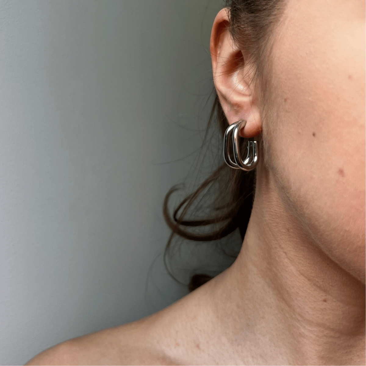 Cove Drop: srebrne kolczyki podwójne owale - Pearlippines Biżuteria