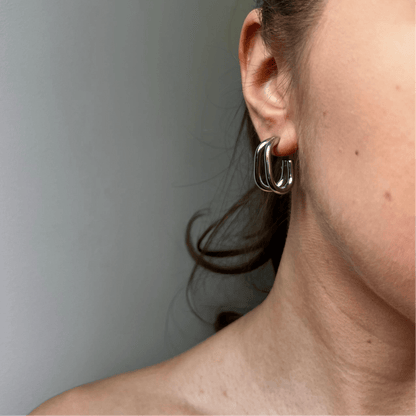 Cove Drop: srebrne kolczyki podwójne owale - Pearlippines Biżuteria