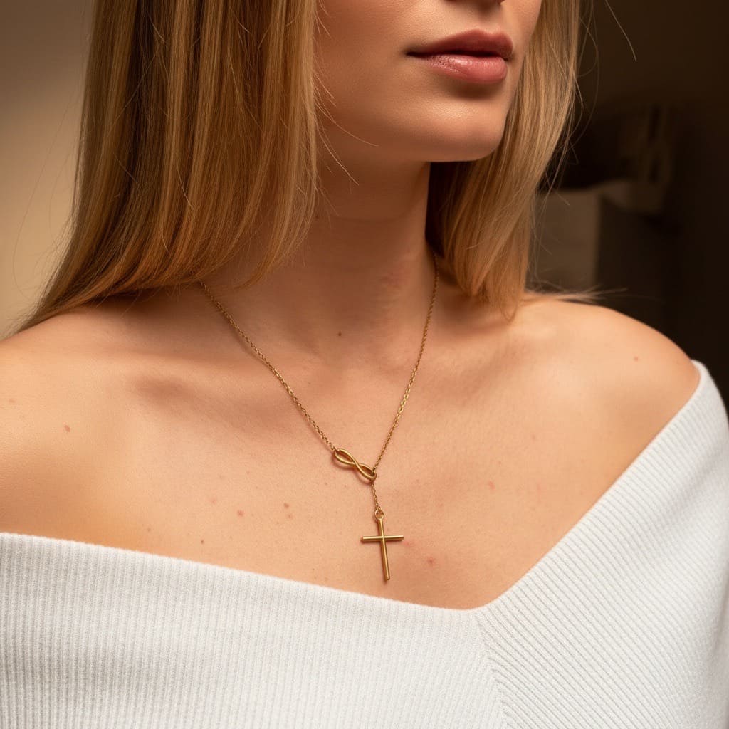 El Nido Faith: naszyjnik z krzyżykiem i symbolem nieskończoności - Pearlippines Biżuteria