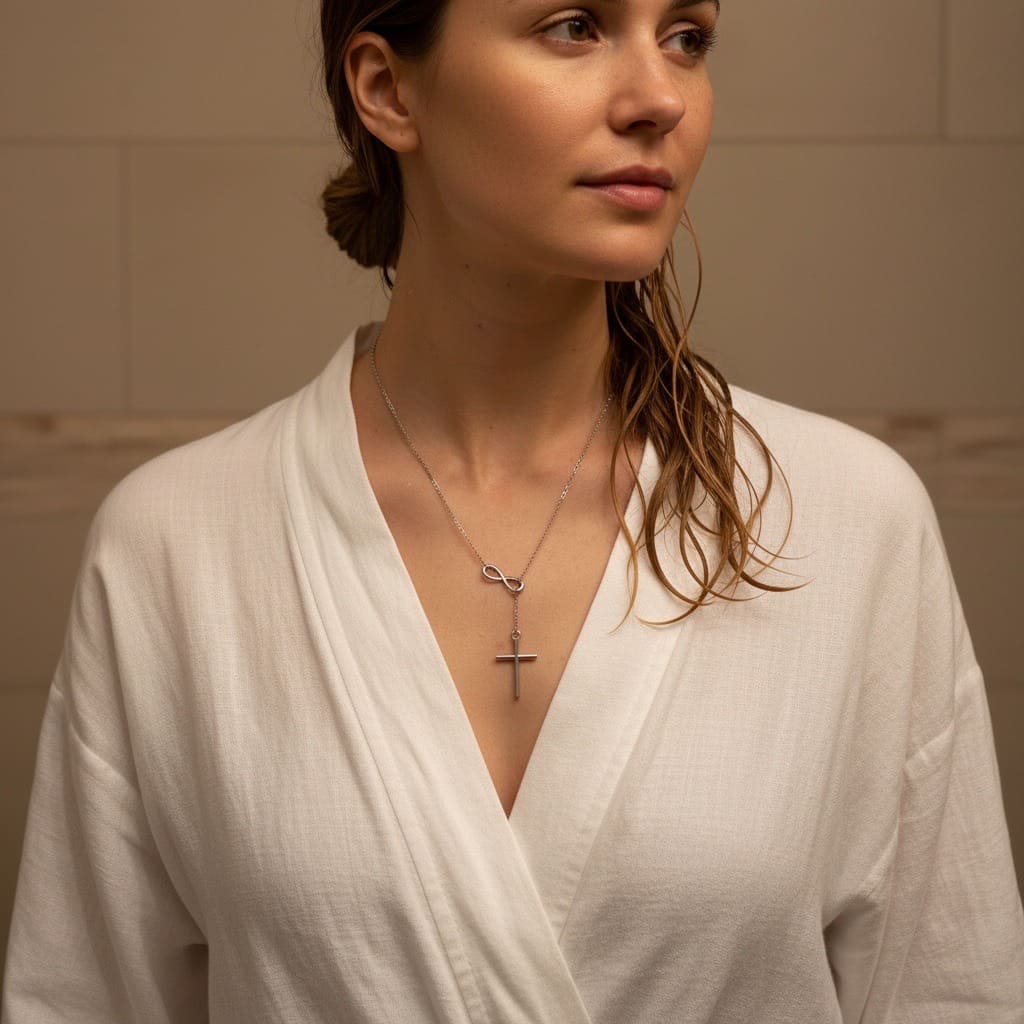 El Nido Faith: naszyjnik z krzyżykiem i symbolem nieskończoności - Pearlippines Biżuteria