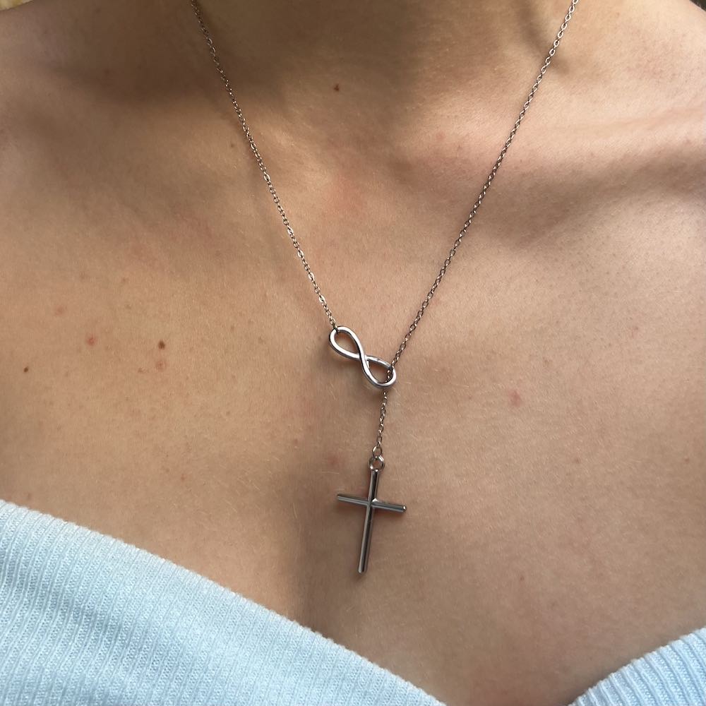 El Nido Faith: naszyjnik z krzyżykiem i symbolem nieskończoności - Pearlippines Biżuteria