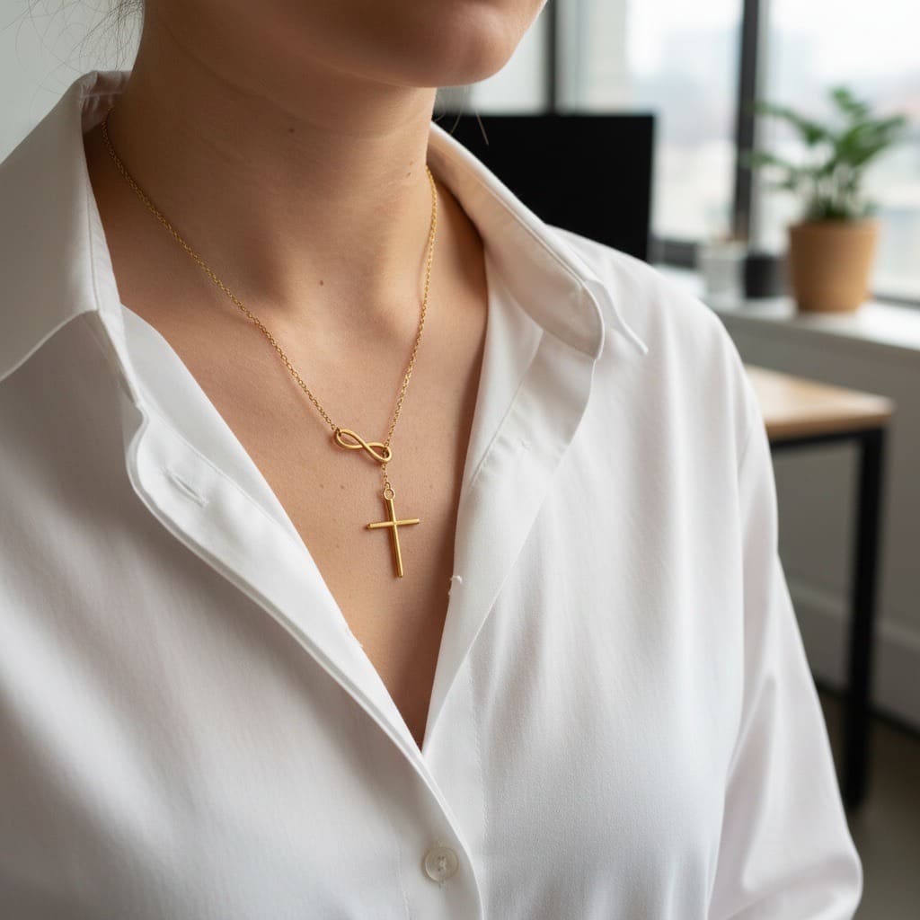 El Nido Faith: naszyjnik z krzyżykiem i symbolem nieskończoności - Pearlippines Biżuteria