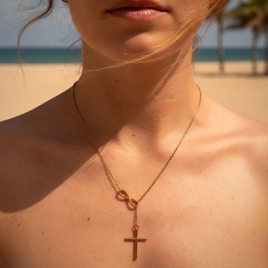El Nido Faith: naszyjnik z krzyżykiem i symbolem nieskończoności - Pearlippines Biżuteria