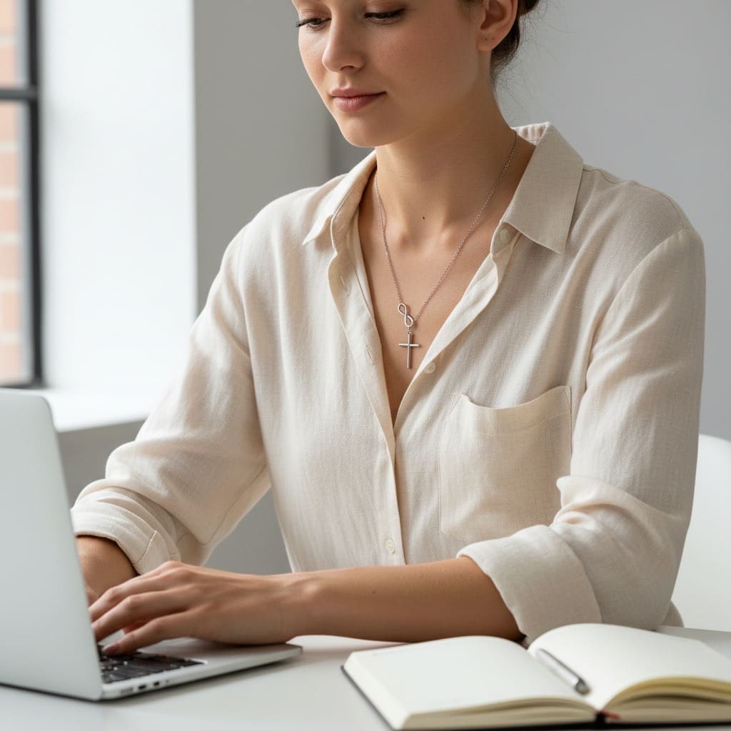 El Nido Faith: naszyjnik z krzyżykiem i symbolem nieskończoności - Pearlippines Biżuteria