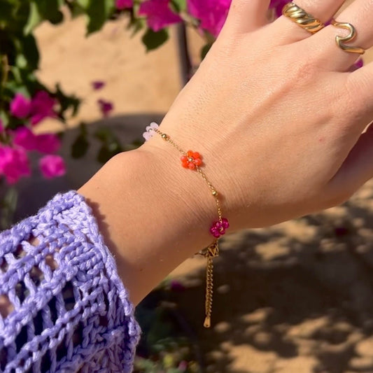 Floral: bransoletka z kolorowymi kwiatami - Pearlippines Biżuteria