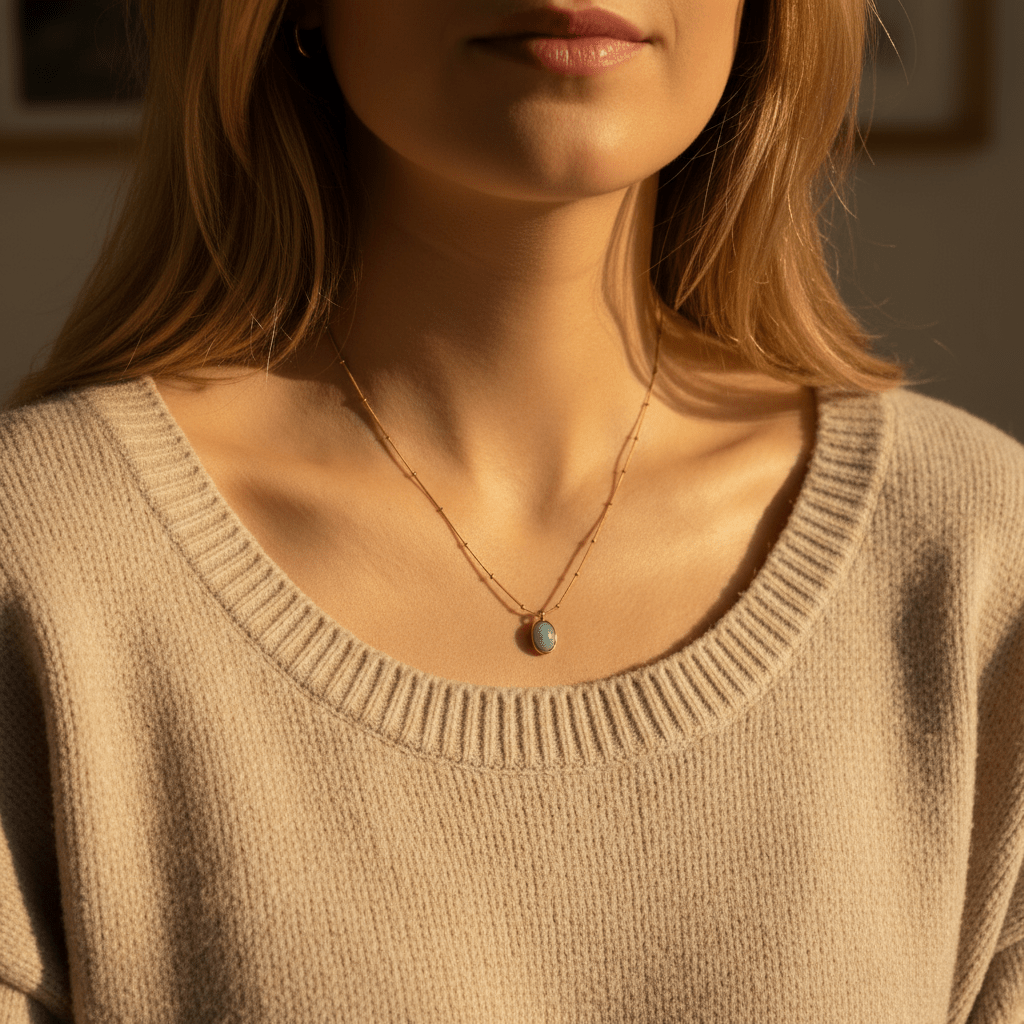 Golden Aurora: naszyjnik z niebieskim oczkiem - Pearlippines Biżuteria