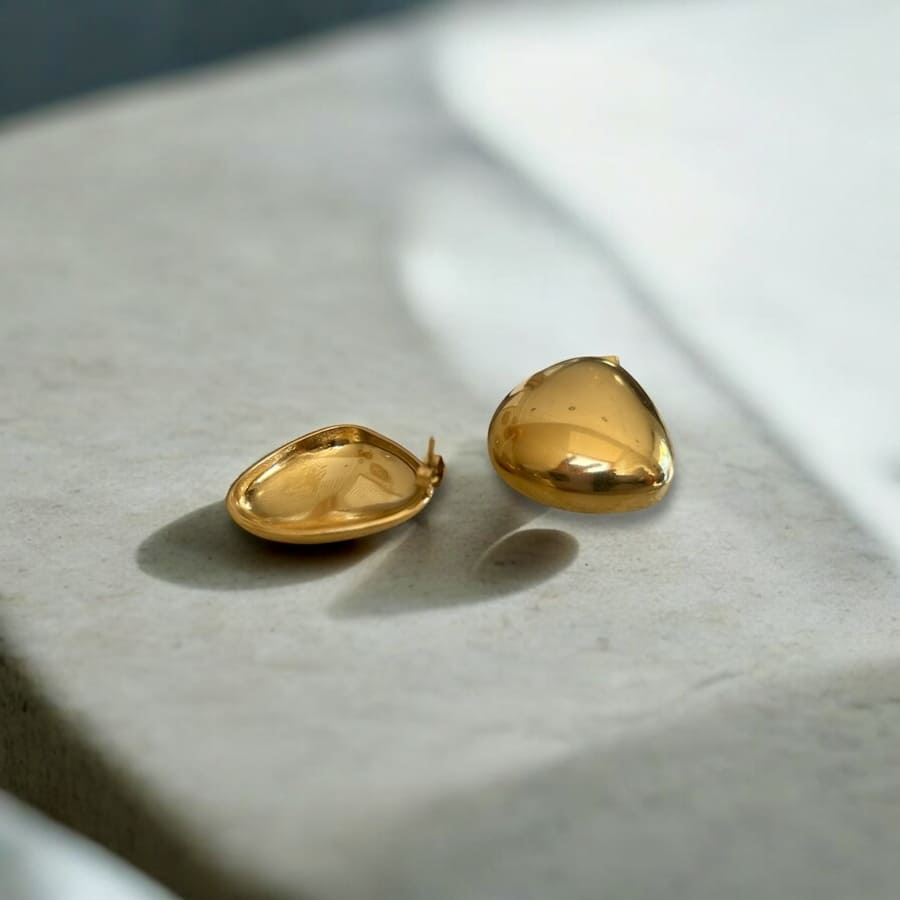 Golden Drop: złote owalne wyraziste kolczyki - Pearlippines Biżuteria