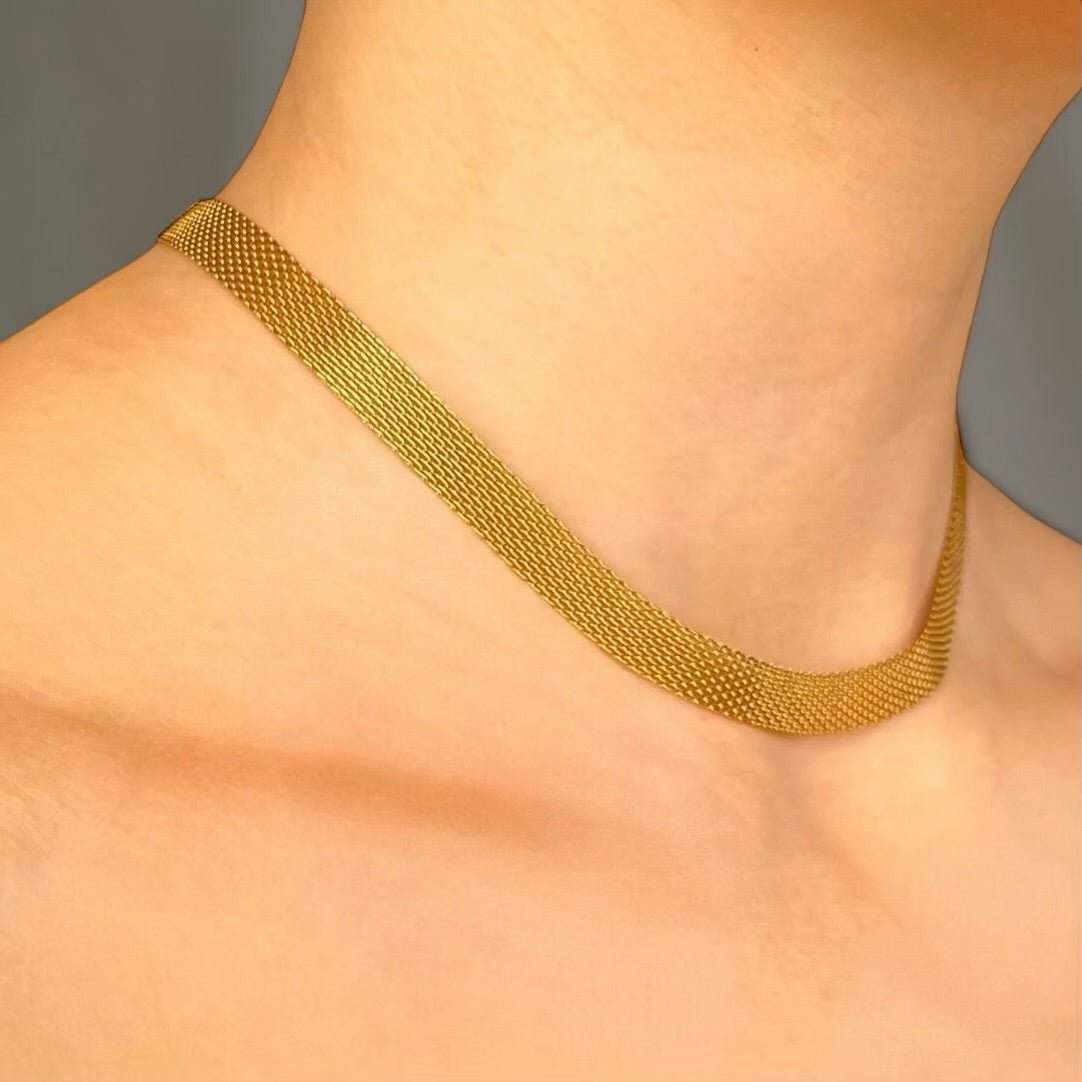 Golden Mesh: Elegancka bransoletka z siateczkową strukturą - Pearlippines Biżuteria