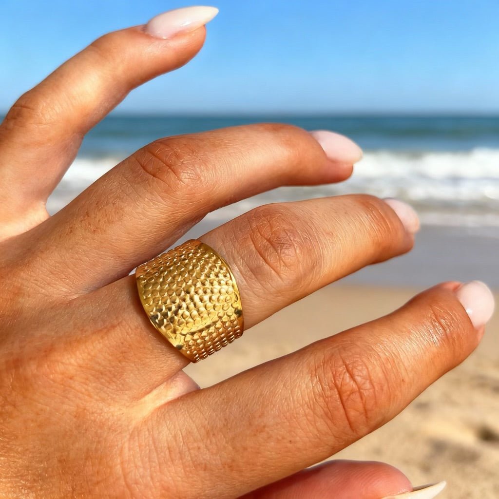 Hexa: szeroki regulowany pierścionek vintage - Pearlippines Biżuteria