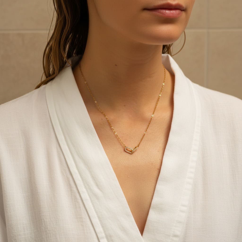 Infinity Luzon: naszyjnik z podwójnym ogniwem i kryształkami - Pearlippines Biżuteria