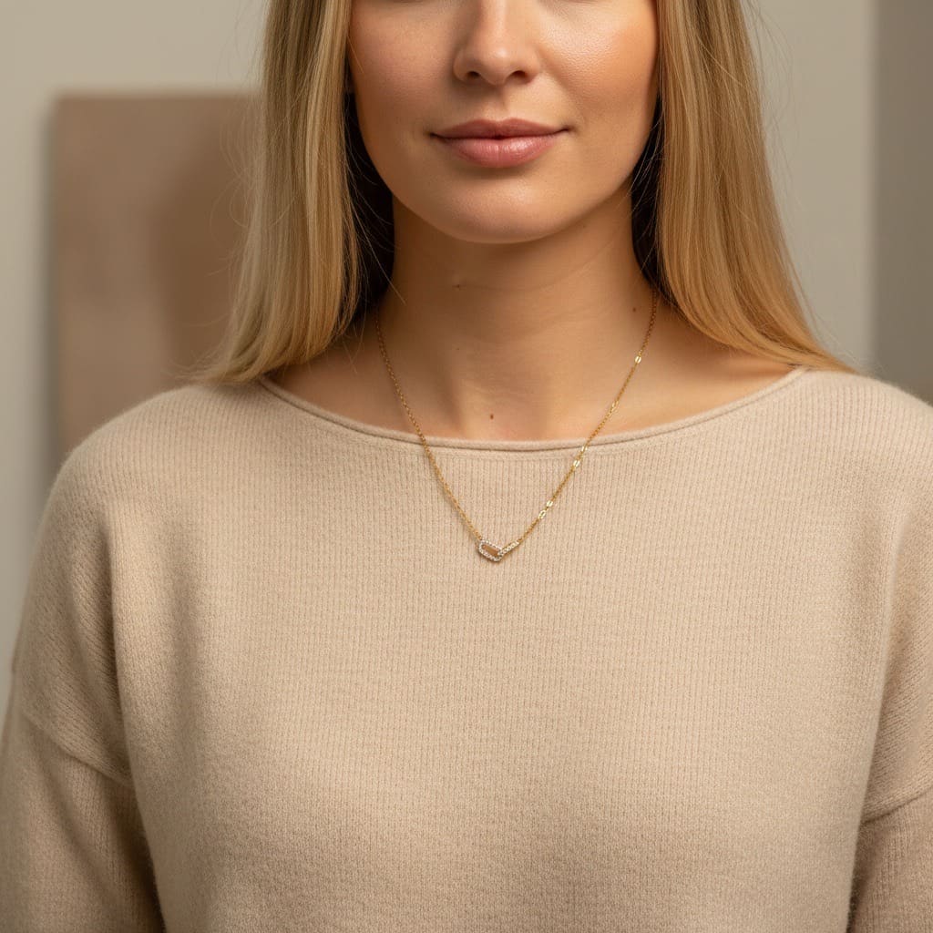 Infinity Luzon: naszyjnik z podwójnym ogniwem i kryształkami - Pearlippines Biżuteria