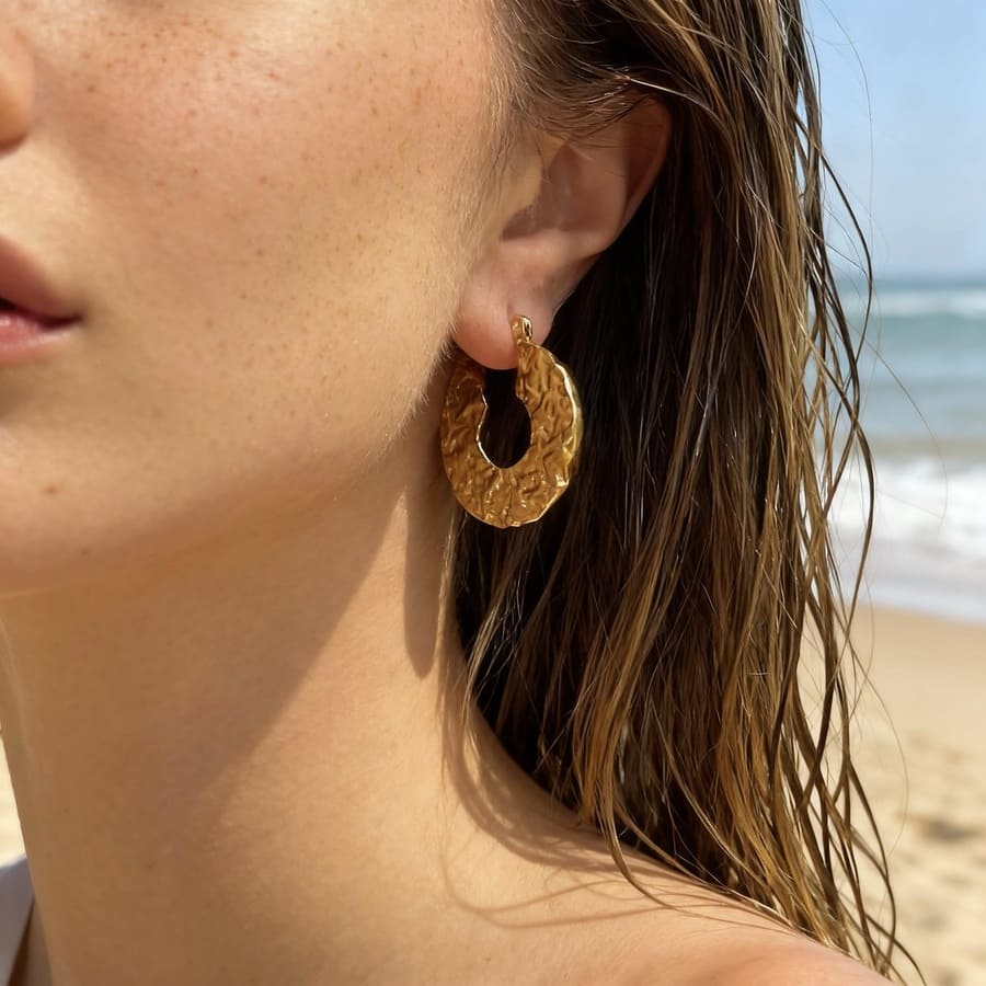 Kolczyki okrągłe młotkowane blaszki - Pearlippines Biżuteria