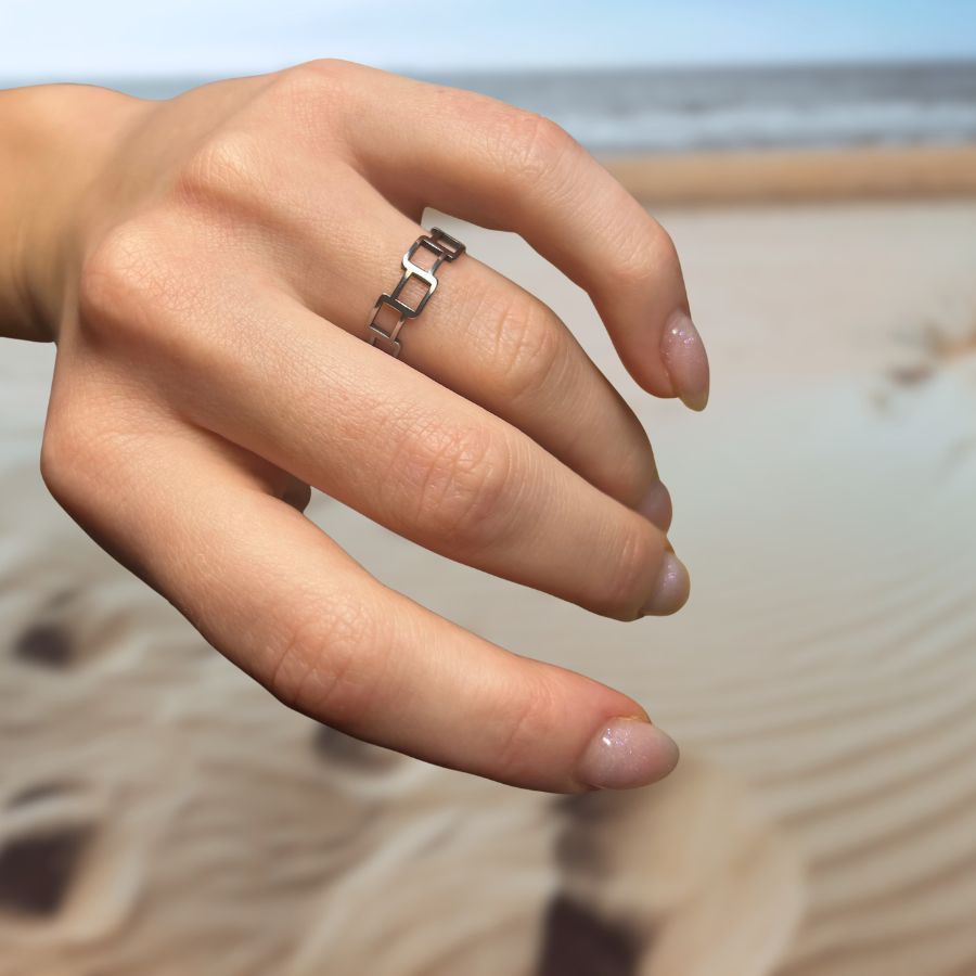 Link: srebrny wodoodporny pierścionek geometryczny - Pearlippines Biżuteria