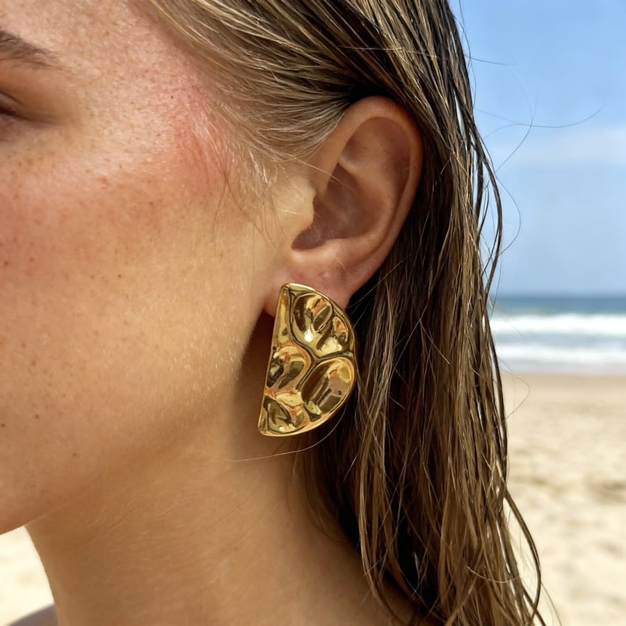 Luzon: nieregularne kolczyki w kształcie półksiężyca - Pearlippines Biżuteria