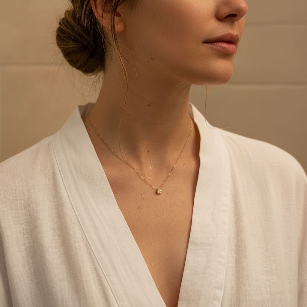 Mini Drop: złoty naszyjnik z maleńką cyrkonią - Pearlippines Biżuteria