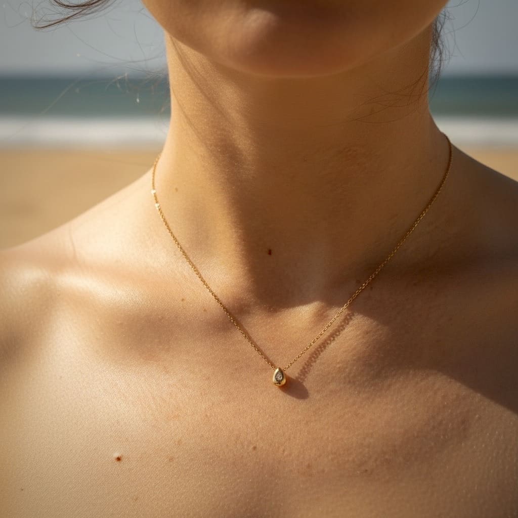 Mini Drop: złoty naszyjnik z maleńką cyrkonią - Pearlippines Biżuteria
