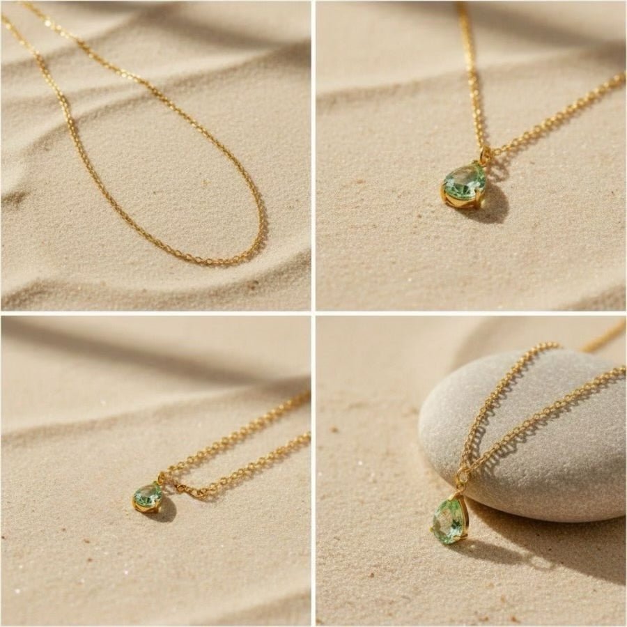 Mint Drop: złoty naszyjnik z kroplą w odcieniu mięty - Pearlippines Biżuteria