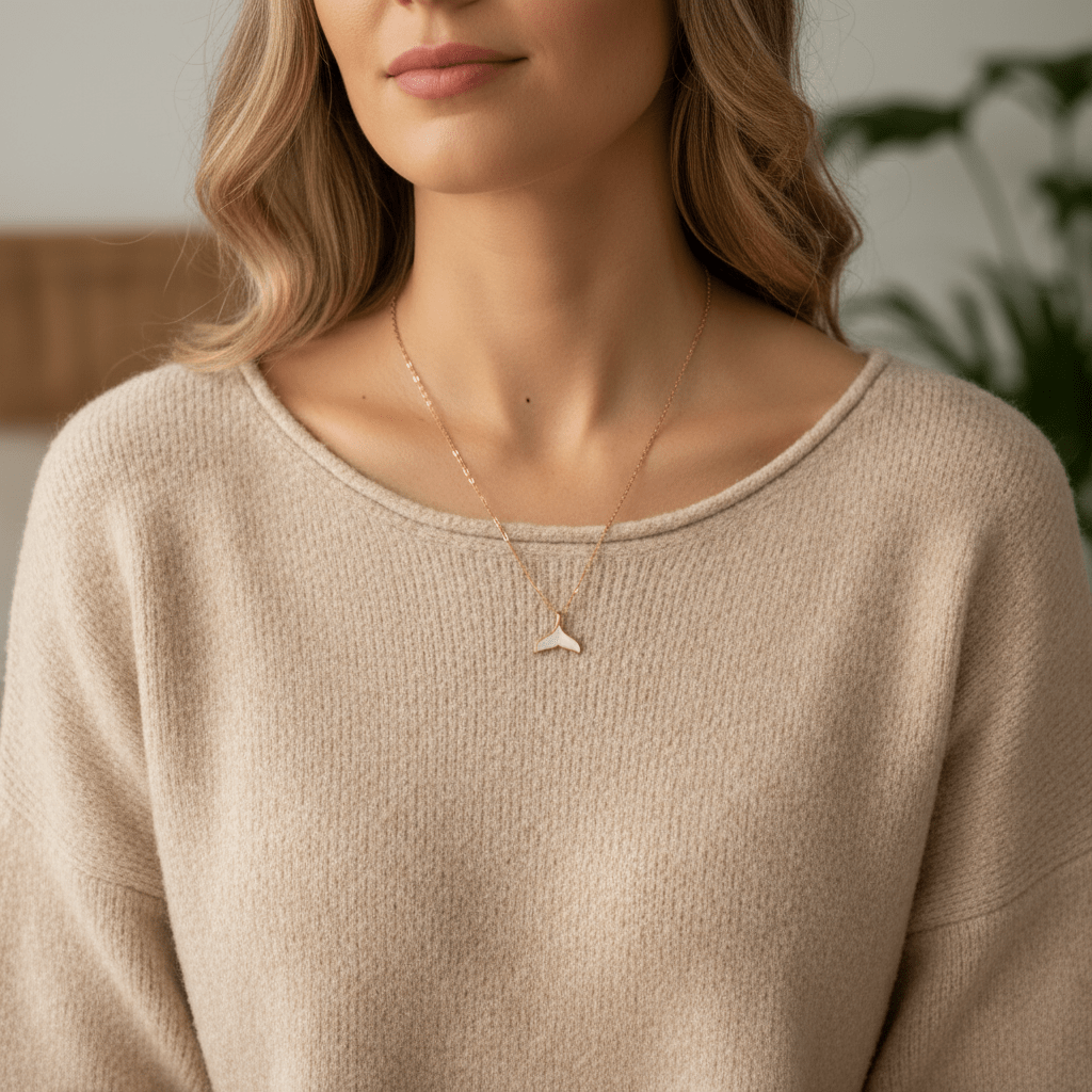 Moana: złoty naszyjnik z zawieszką ogona wieloryba - Pearlippines Biżuteria