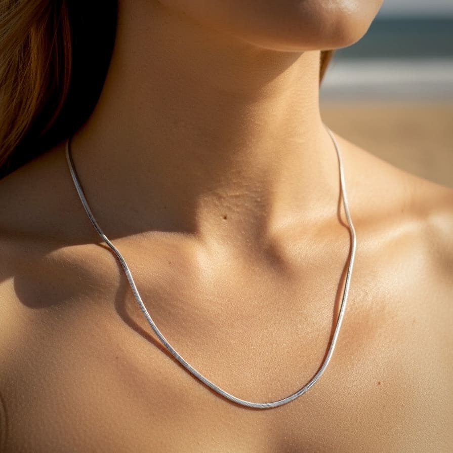 Negros: klasyczny srebrny naszyjnik ze stali - Pearlippines Biżuteria