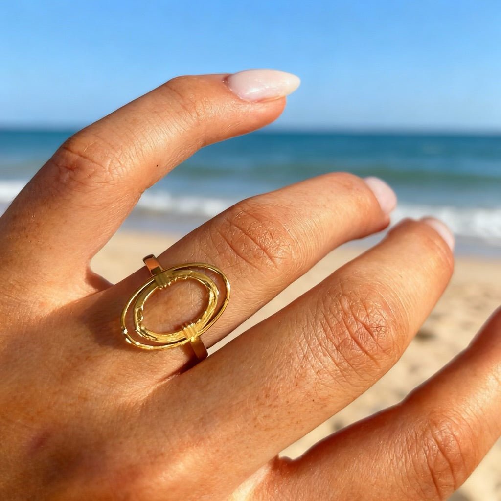 Oval Link: regulowany pierścionek obrączka - Pearlippines Biżuteria