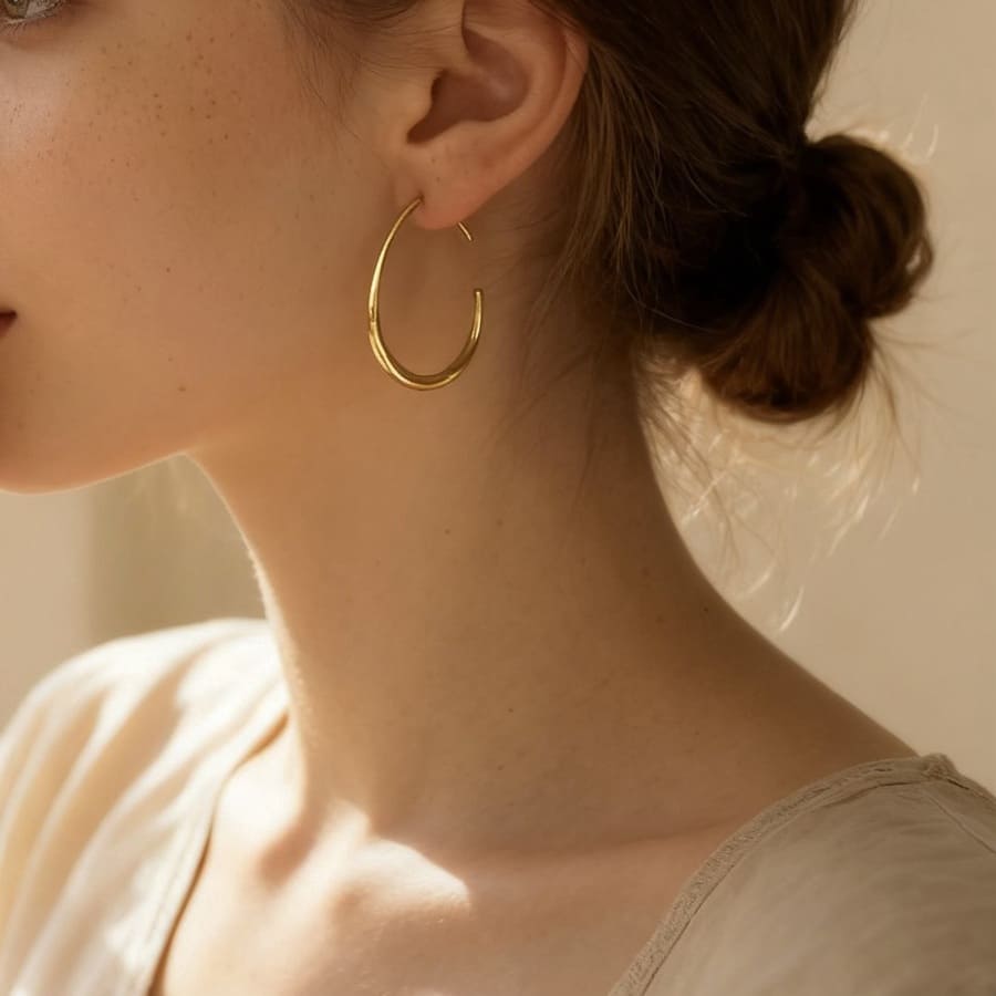 Owalne eleganckie minimalistyczne kolczyki - Pearlippines Biżuteria