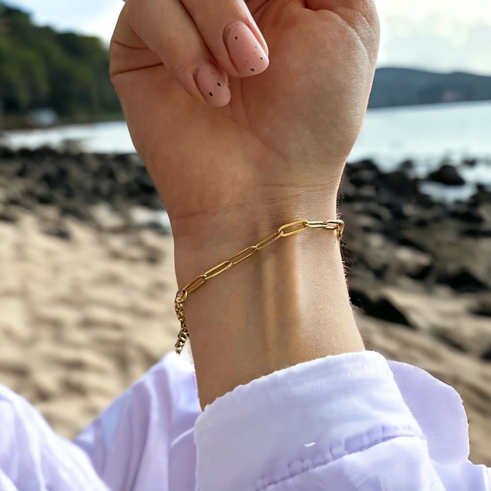 Palawan: bransoletka z ze spłaszczonych ogniw - Pearlippines Biżuteria