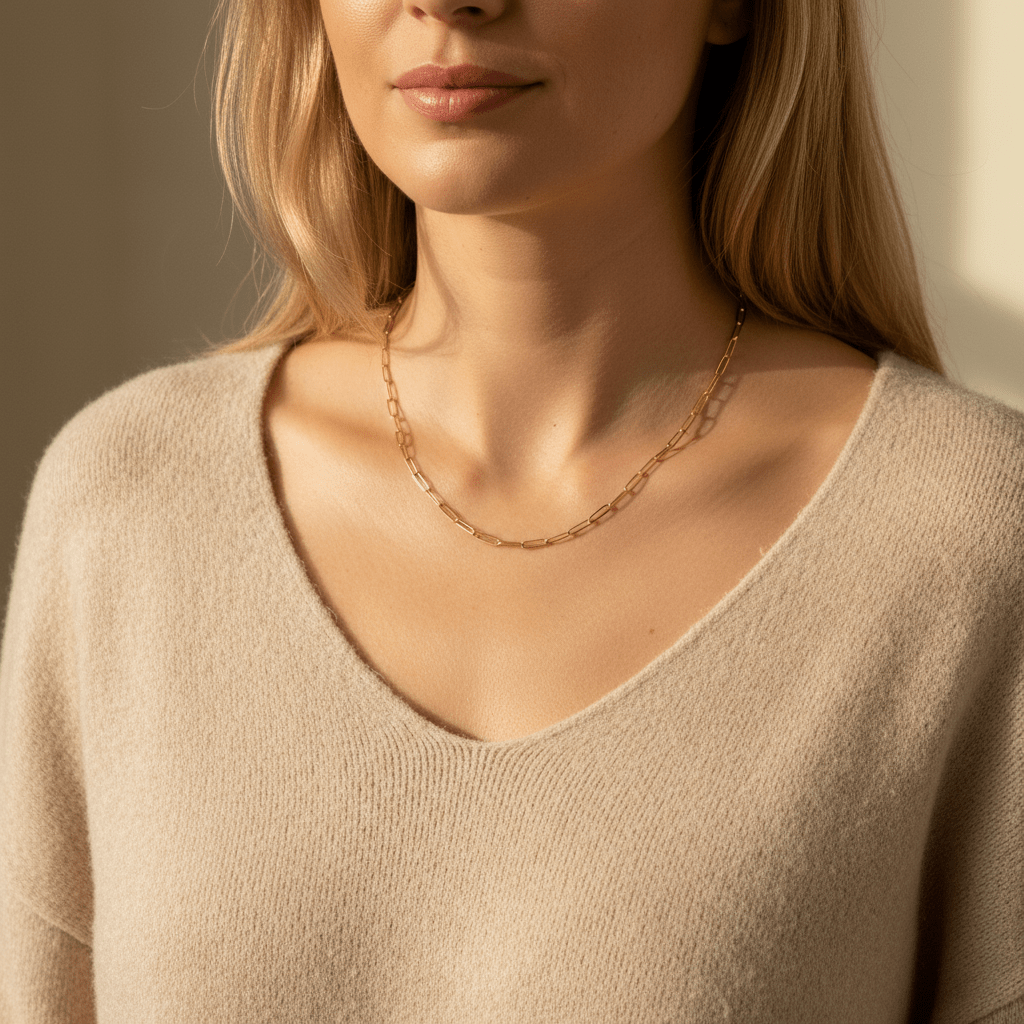 Palawan: minimalistyczny łańcuszek z owalnych ogniw - Pearlippines Biżuteria