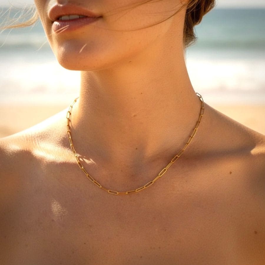 Palawan: minimalistyczny łańcuszek z owalnych ogniw - Pearlippines Biżuteria