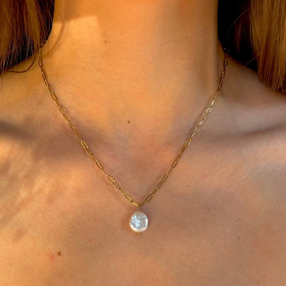 Palawan Pearl: naszyjnik z płaską perłą słodkowodną - Pearlippines Biżuteria
