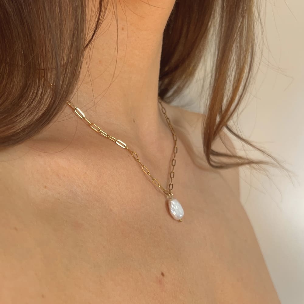 Palawan Pearl: naszyjnik z płaską perłą słodkowodną - Pearlippines Biżuteria