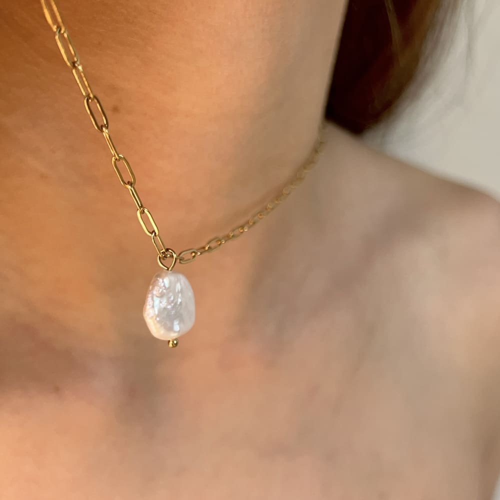 Palawan Pearl: naszyjnik z płaską perłą słodkowodną - Pearlippines Biżuteria