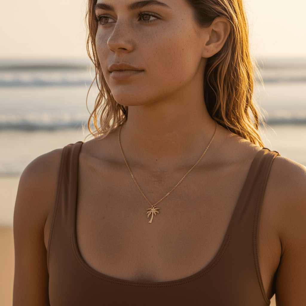 Palm: naszyjnik ze złotą palmą - Pearlippines Biżuteria