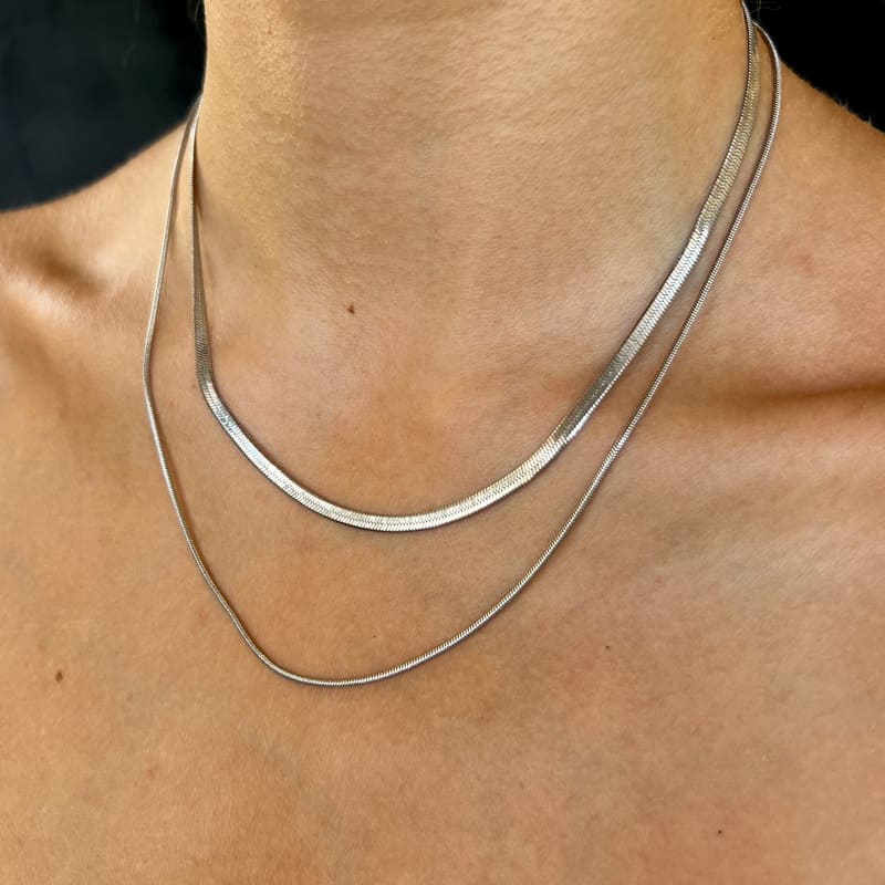 Silver Duo: podwójny srebrny naszyjnik - Pearlippines Biżuteria