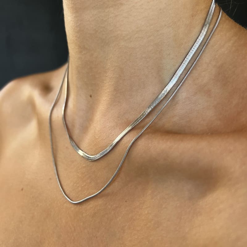 Silver Duo: podwójny srebrny naszyjnik - Pearlippines Biżuteria