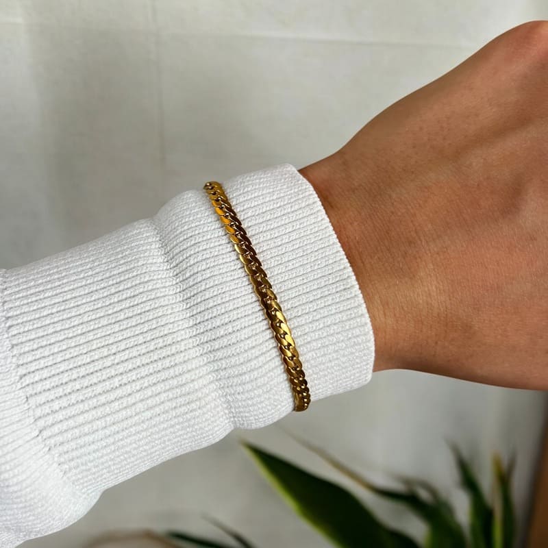 Sleek Braid: Bransoletka o splocie płaskiego warkocza - Pearlippines Biżuteria