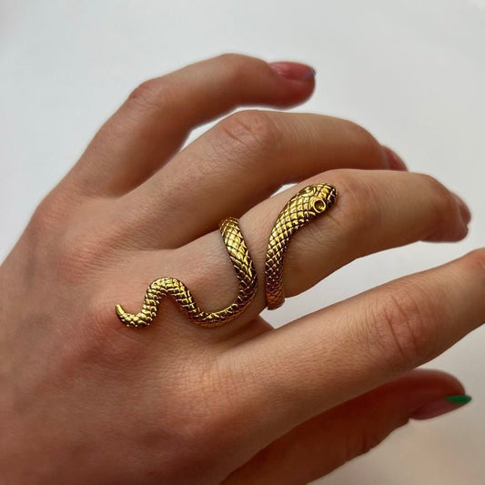 Snake Arc: regulowany pierścionek w kształcie węża - Pearlippines Biżuteria