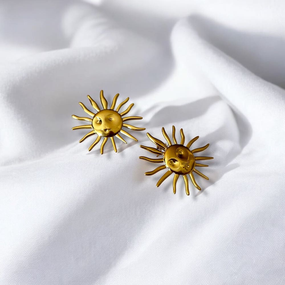 Solar Flare: złote kolczyki słońca - Pearlippines Biżuteria