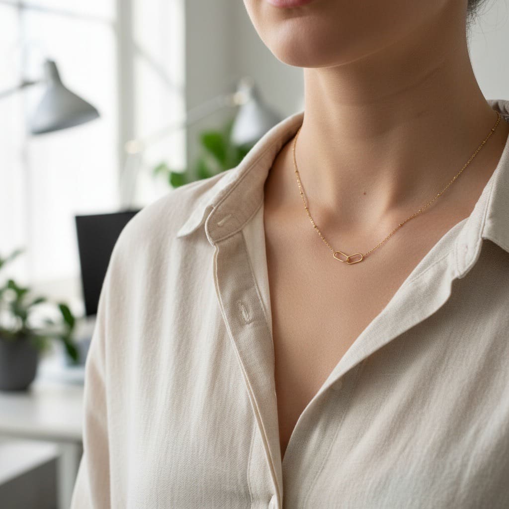 Ticao Link: minimalistyczny naszyjnik z podwójnym ogniwem - Pearlippines Biżuteria