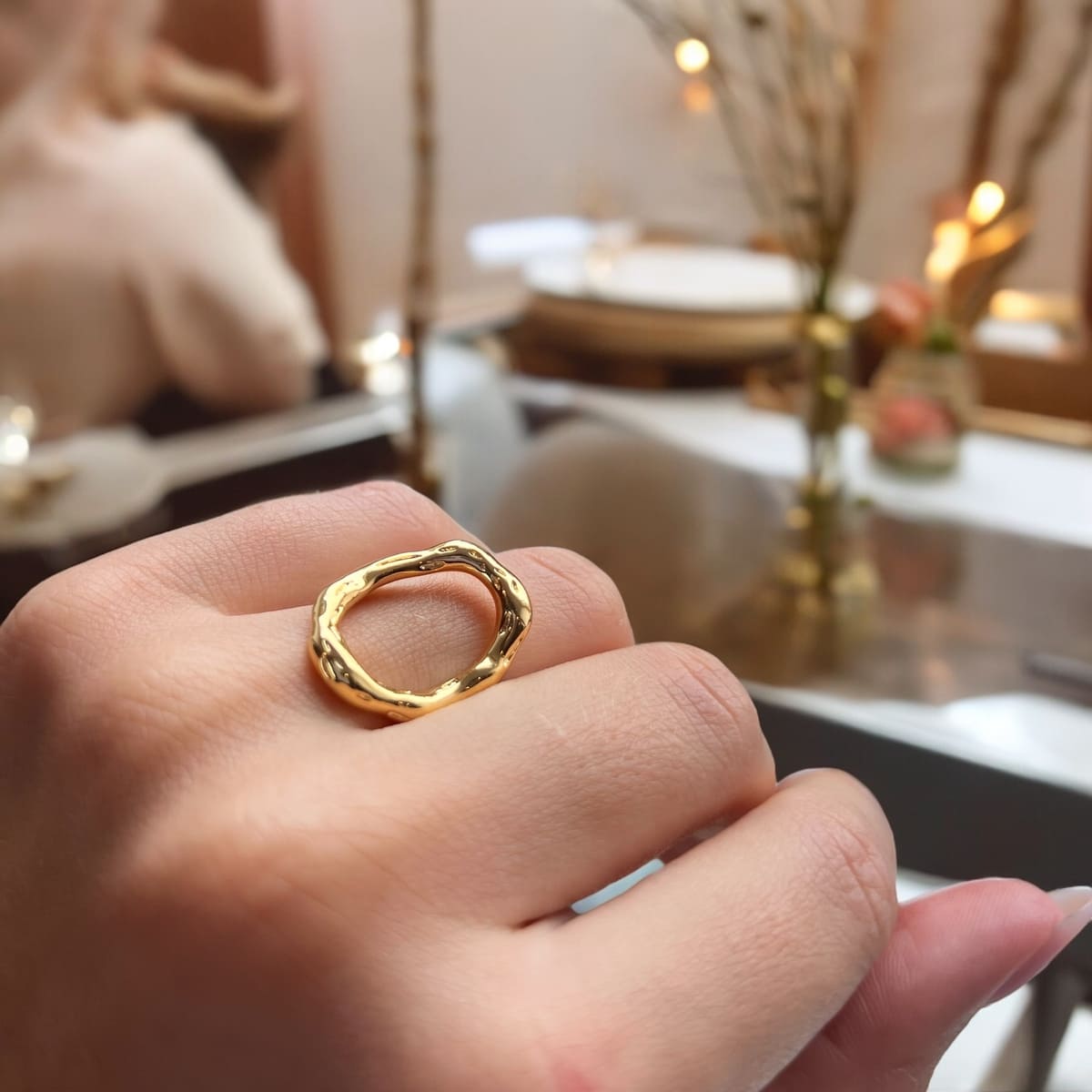 Vintage Circle: pierścionek z nieregularnym otworem - Pearlippines Biżuteria