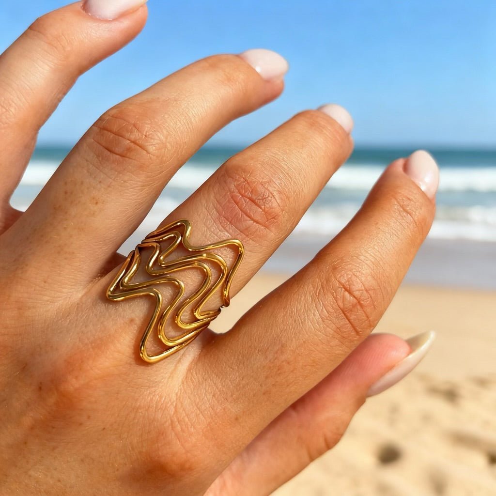 Wavy Shapes: regulowany falowany pierścionek - Pearlippines Biżuteria